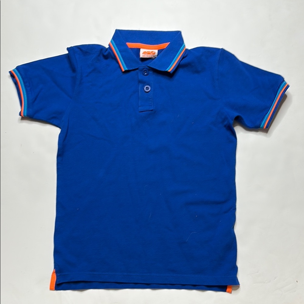 Sundek Blue and Orange Polo Shirt with Ribbed Cuffs